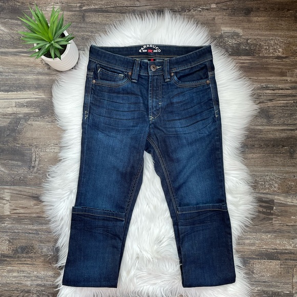 Parasuco straight leg dark wash jeans with fading and creasing detail - Picture 2 of 11